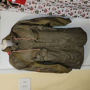 Kaelin vintage jacket nylon blend hooded green paisley print pink lining 💗